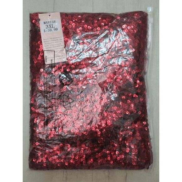 ❤️✨ Plus Size Red Sequin Sparkly Bodycon Sleeveless Party Tank Dress 3XL NWT - Picture 8 of 11